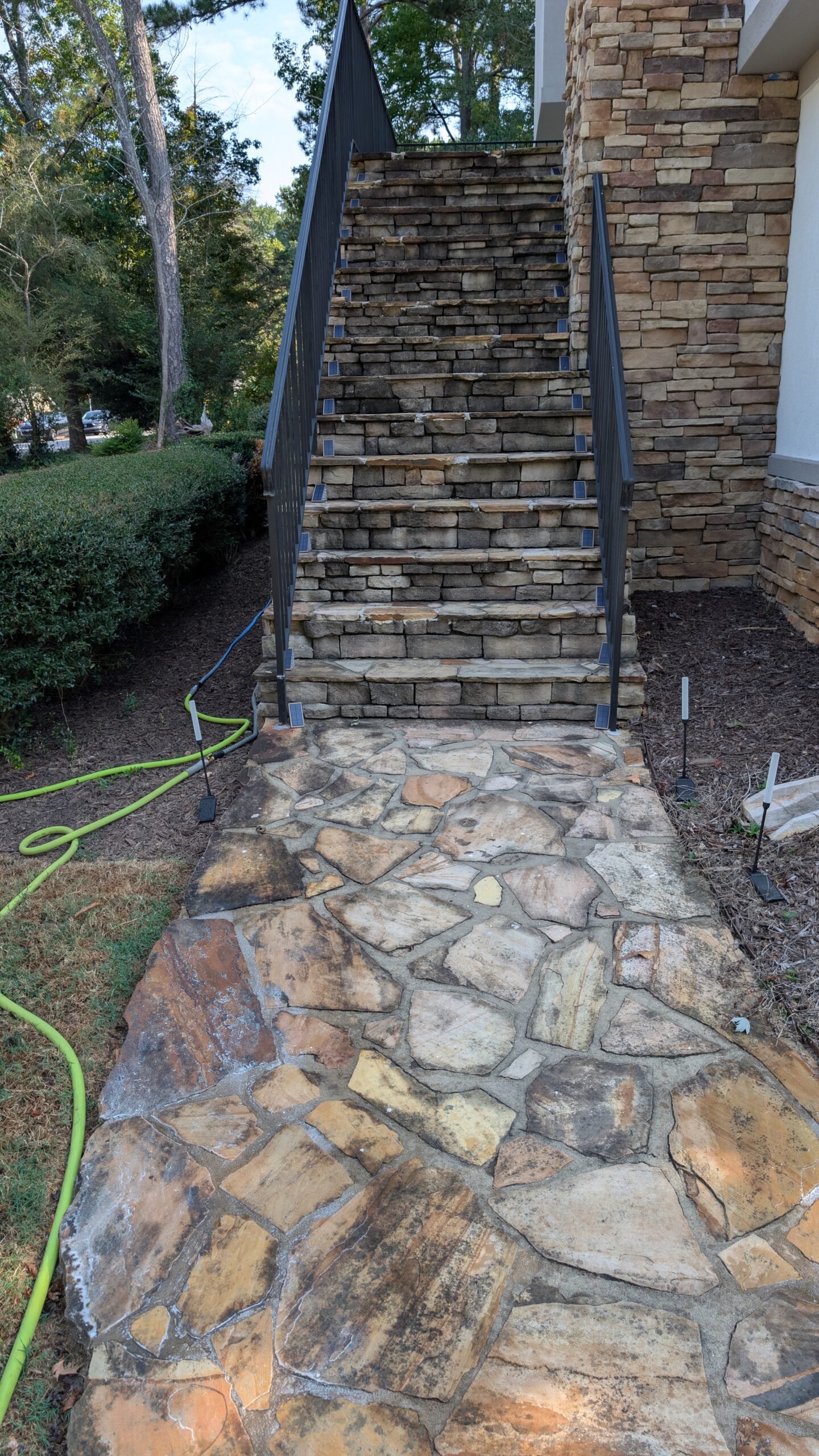 Dirty Flagstone Walkway Before Cleaning