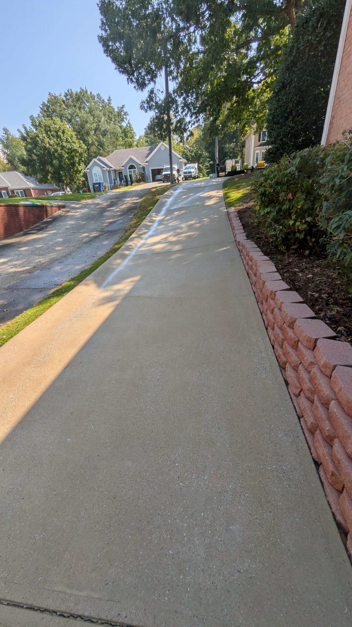 Clean driveway after pressure washing