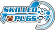 Logo featuring pugs and bubbles