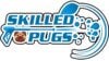 Logo featuring skilled pugs and bubbles