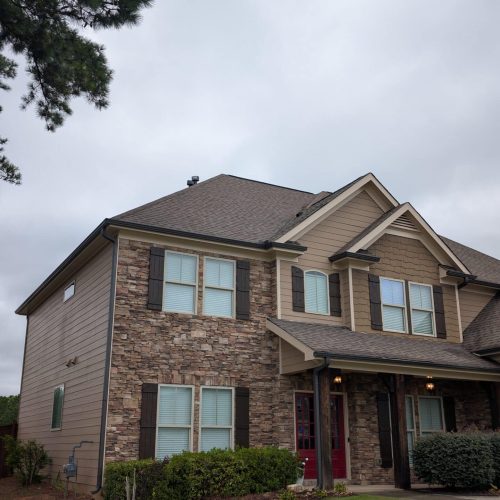 Modern house with stone accents