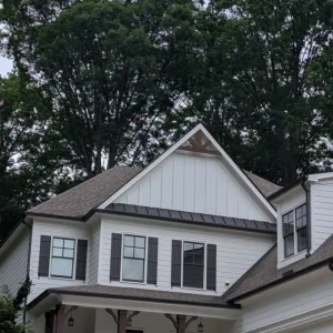 Modern white house with trees