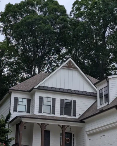 Modern white house with trees